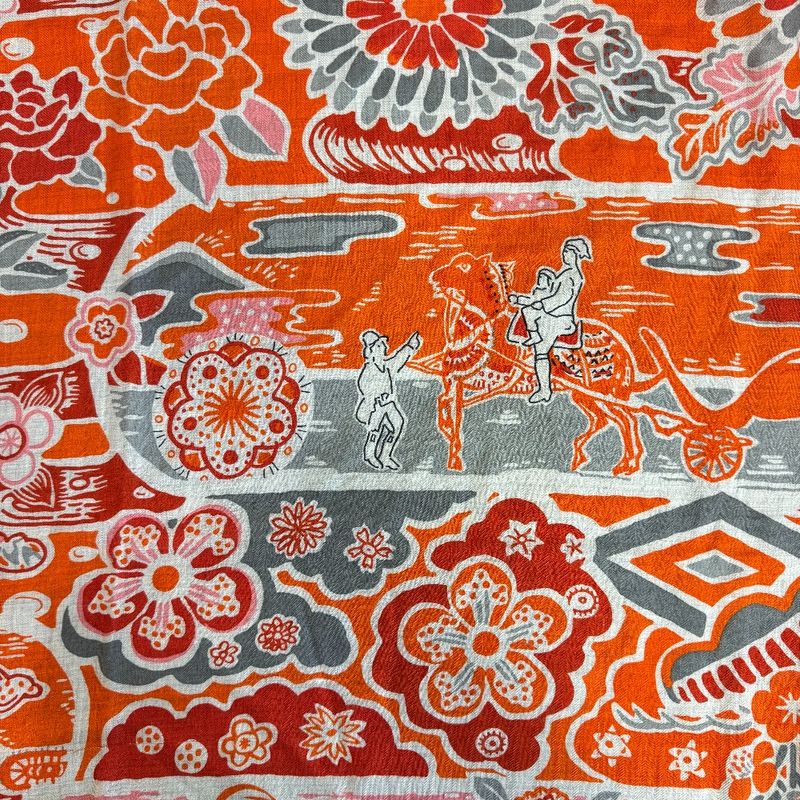 Hermes Shawl Scarf Carre Geant 140 Bingata Cashmere Orange