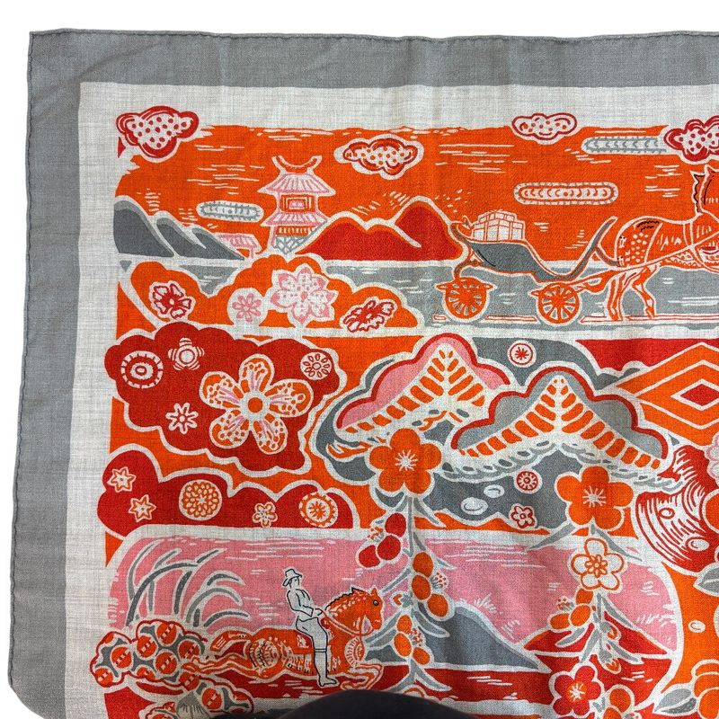 Hermes Shawl Scarf Carre Geant 140 Bingata Cashmere Orange
