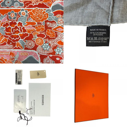 Hermes Shawl Scarf Carre Geant 140 Bingata Cashmere Orange
