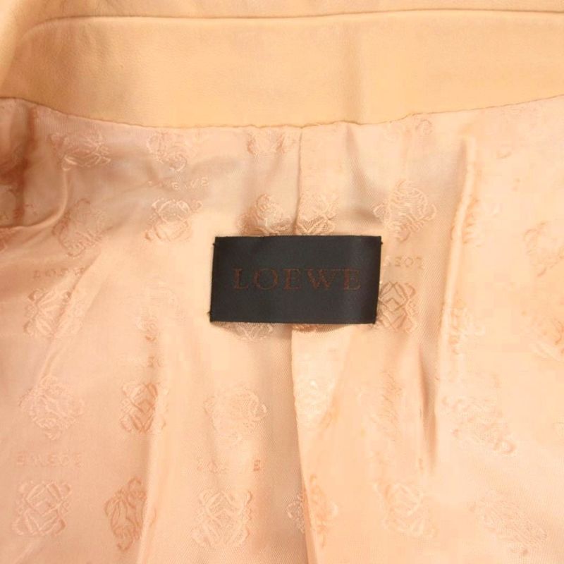 Loewe Tailored Jacket Lamb Leather Lining Anagram 34 Beige YJ