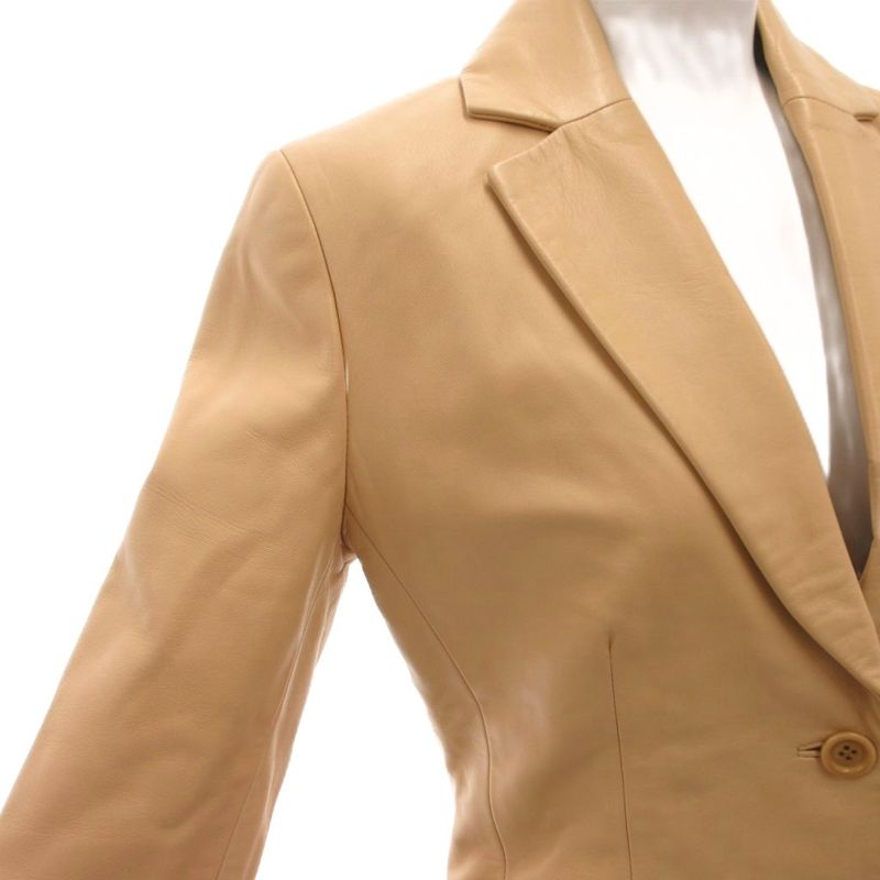 Loewe Tailored Jacket Lamb Leather Lining Anagram 34 Beige YJ