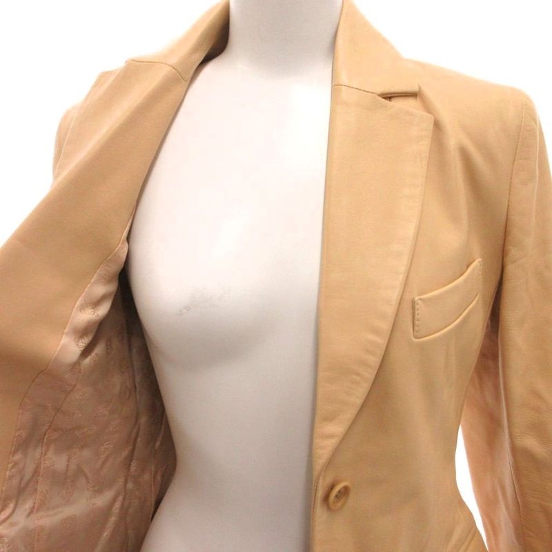 Loewe Tailored Jacket Lamb Leather Lining Anagram 34 Beige YJ