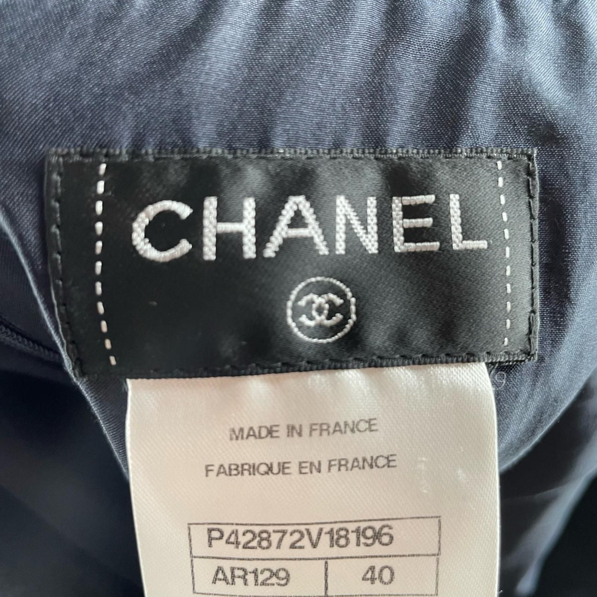 Chanel Pencil Skirt AW Wool Navy Silk 40 — view 5