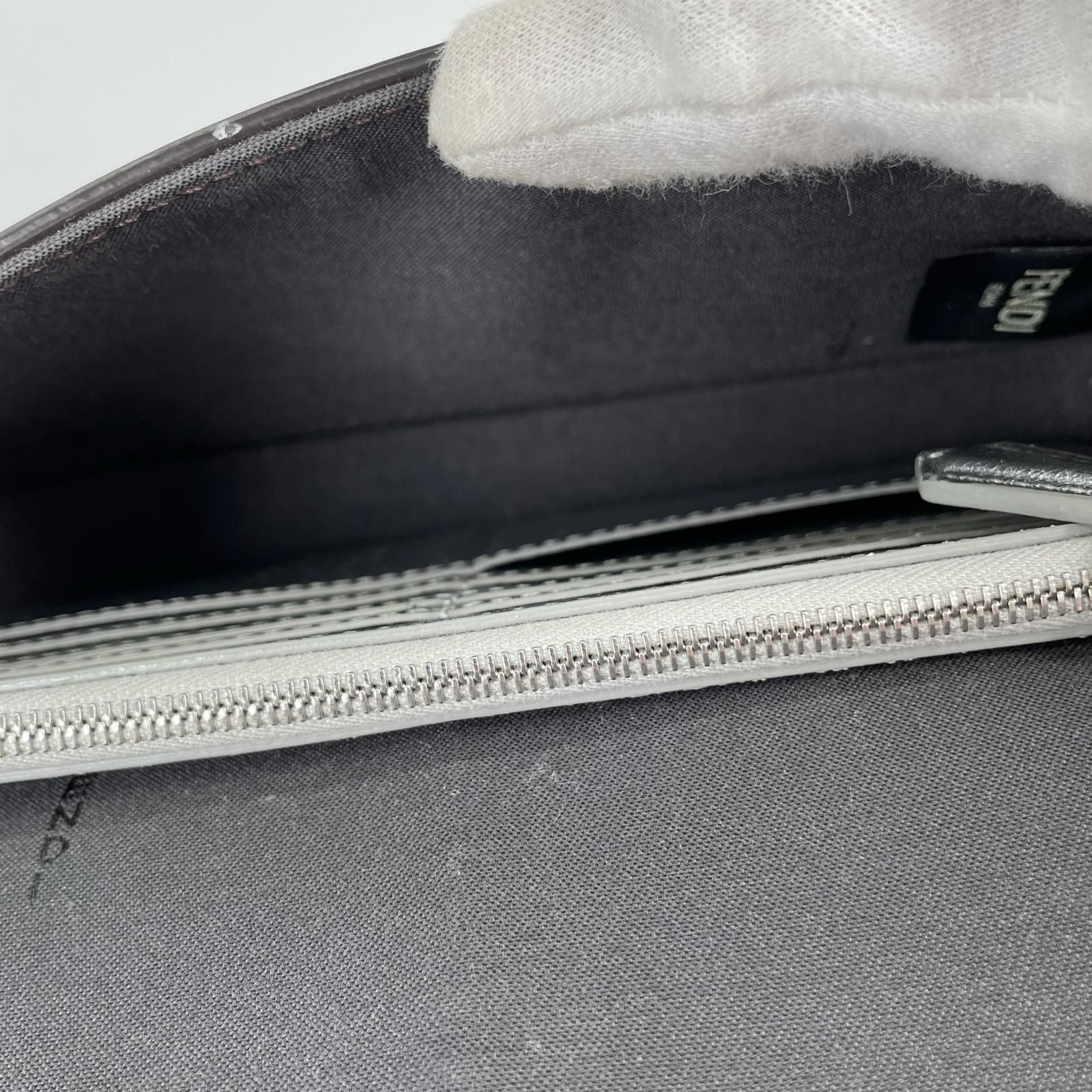 Fendi Shoulder Bag Leather Silver — view 7