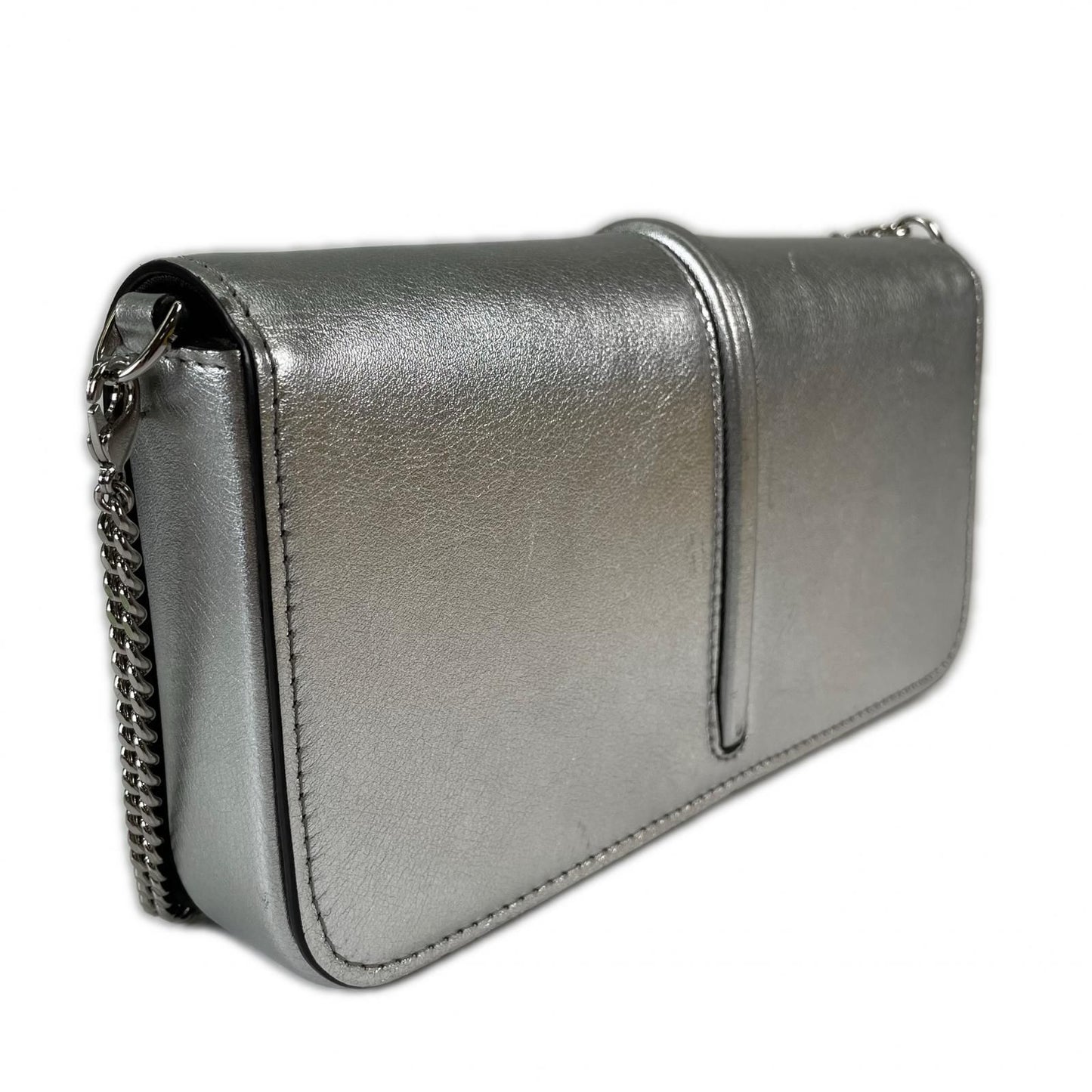 Fendi Shoulder Bag Leather Silver — view 3