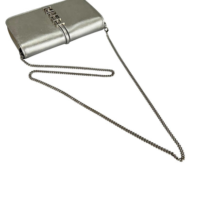 Fendi Shoulder Bag Leather Silver — view 5