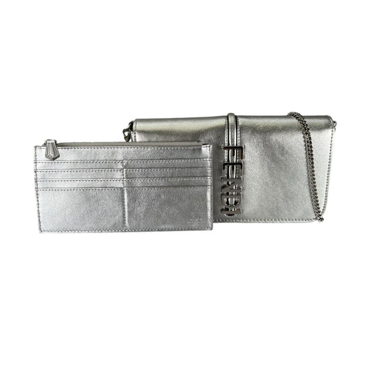 Fendi Shoulder Bag Leather Silver