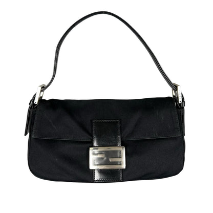 Fendi Mamma Baguette Handbag Jersey Black