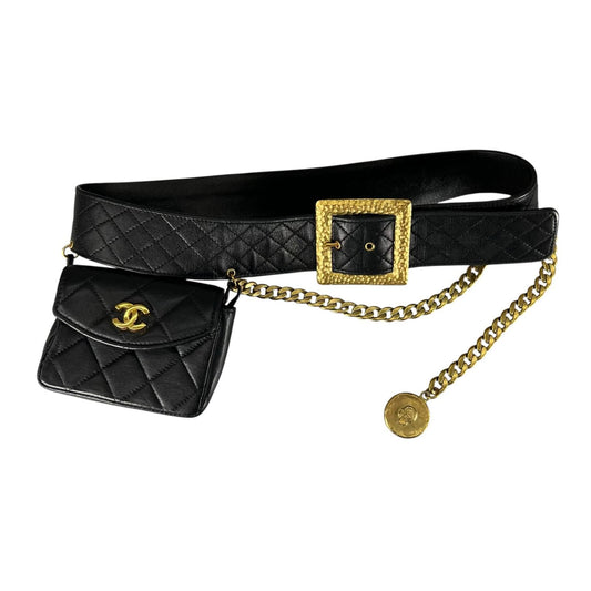 Chanel Quilted Waist Bag Lambskin Black