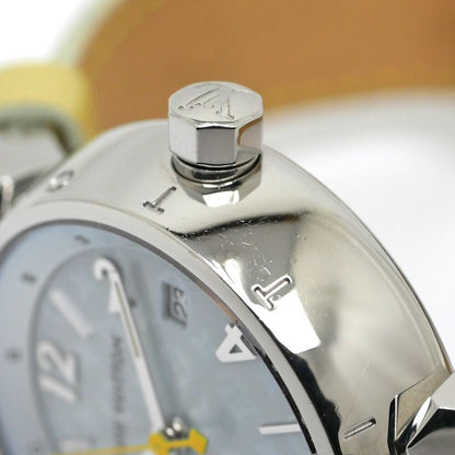 Louis Vuitton Tambour Date Light Blue Monogram Vernis SS Quartz Watch