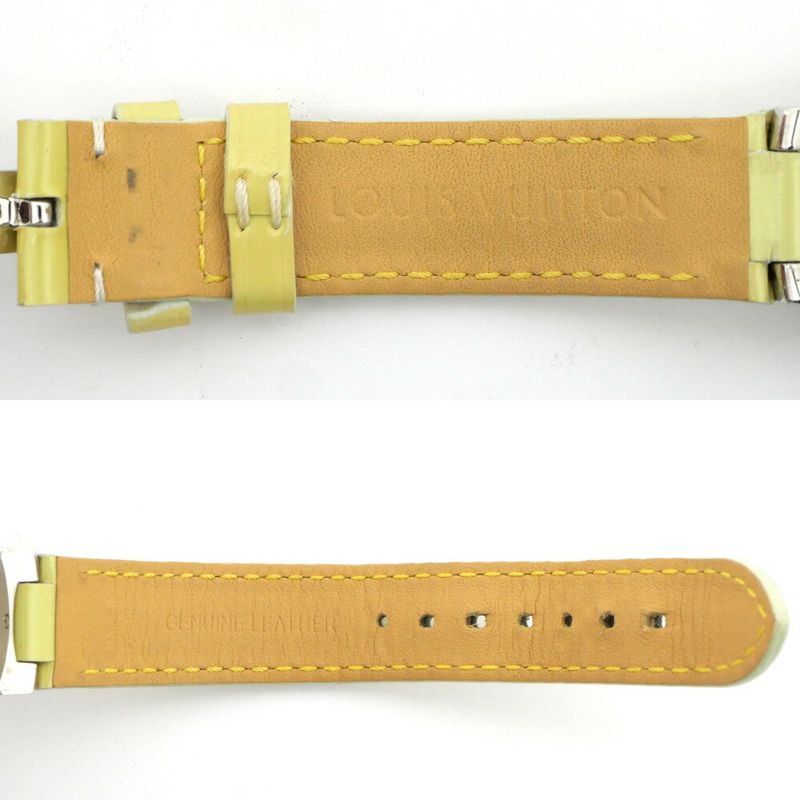 Louis Vuitton Tambour Date Light Blue Monogram Vernis SS Quartz Watch