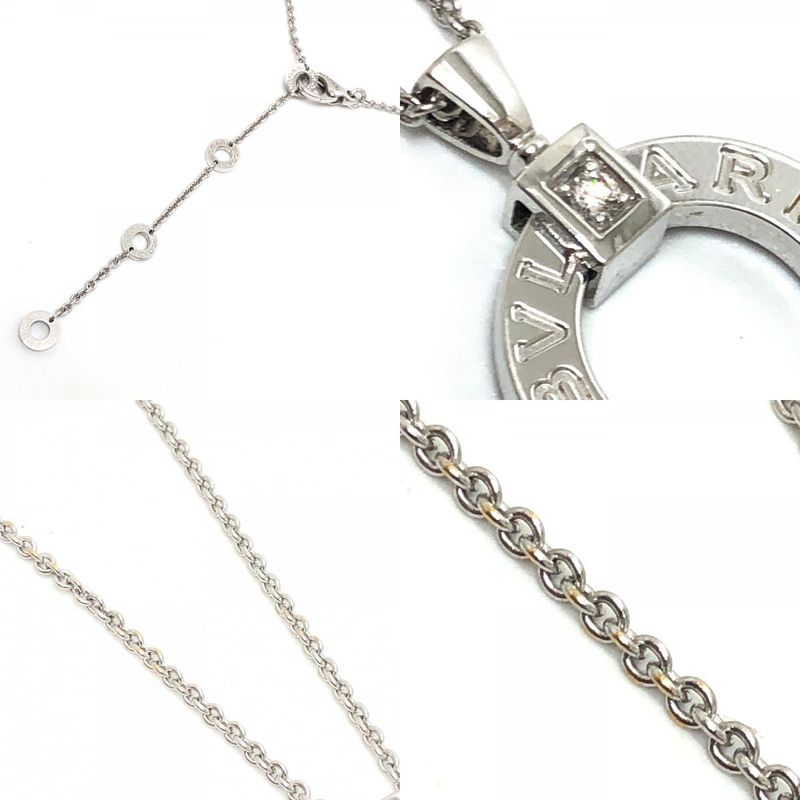 Bvlgari Necklace 18k White Gold Diamond Silver