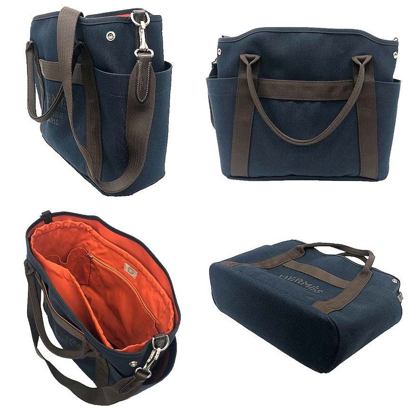 Hermes Sac Dopant Sage Gourmet Shoulder Bag Navy Brown