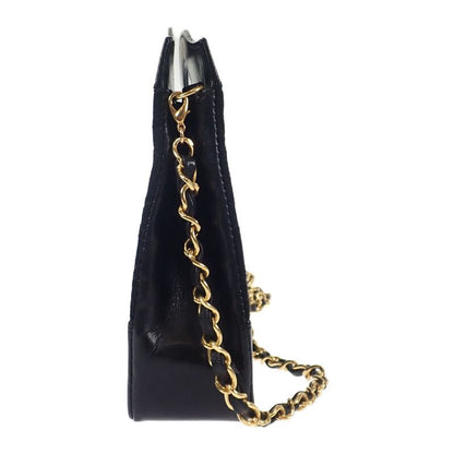 Chanel Vintage 2-Way Shoulder Bag Lambskin Cotton Black Gift