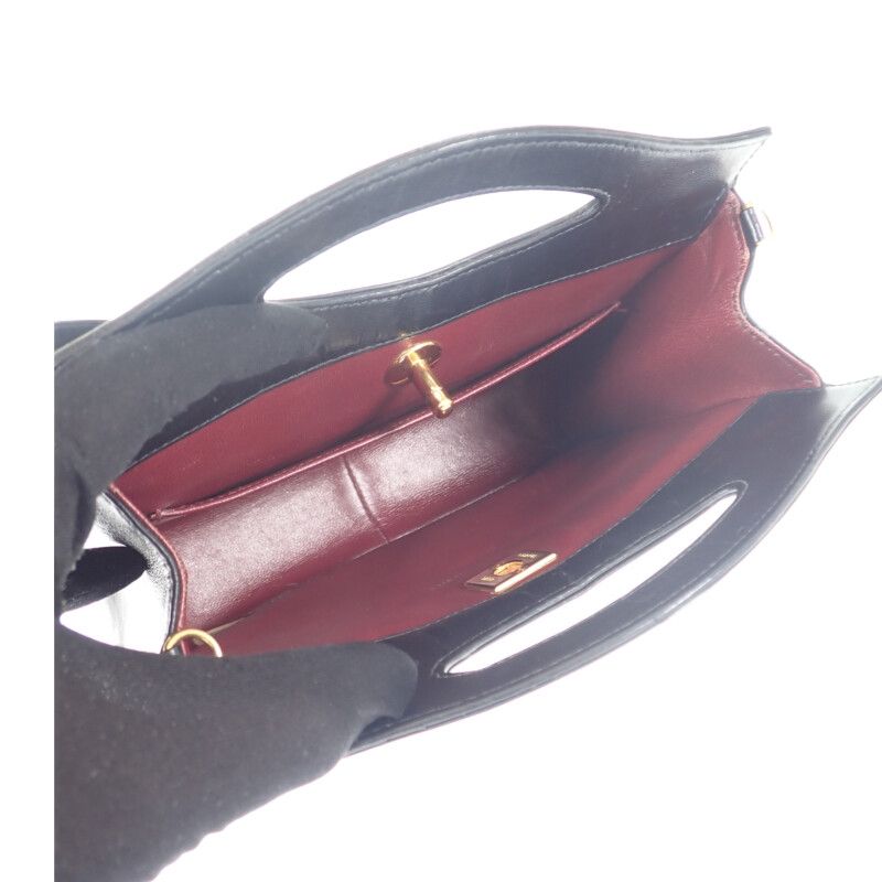 Chanel Vintage 2-Way Shoulder Bag Lambskin Cotton Black Gift