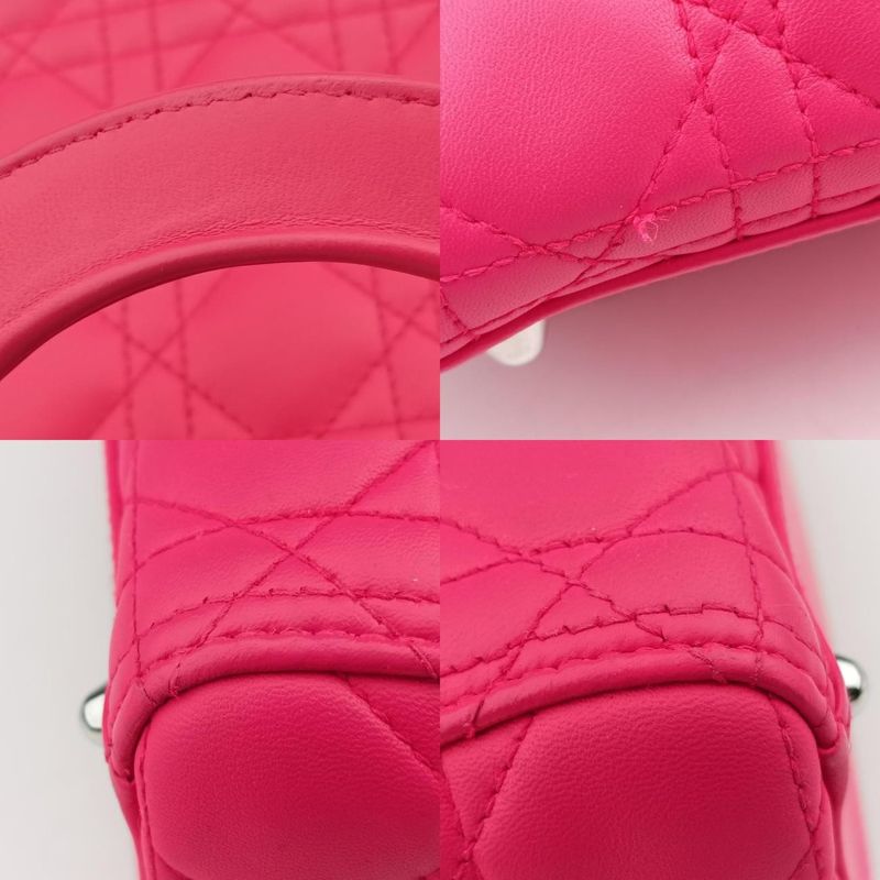 Dior Lady Rose Red Lambskin Handbag