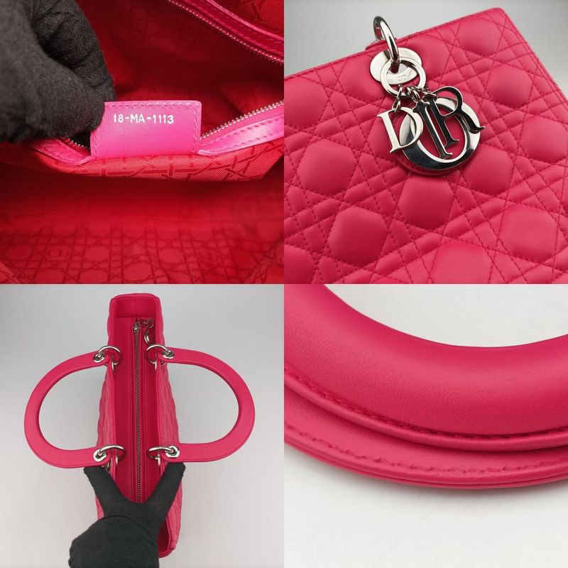 Dior Lady Rose Red Lambskin Handbag