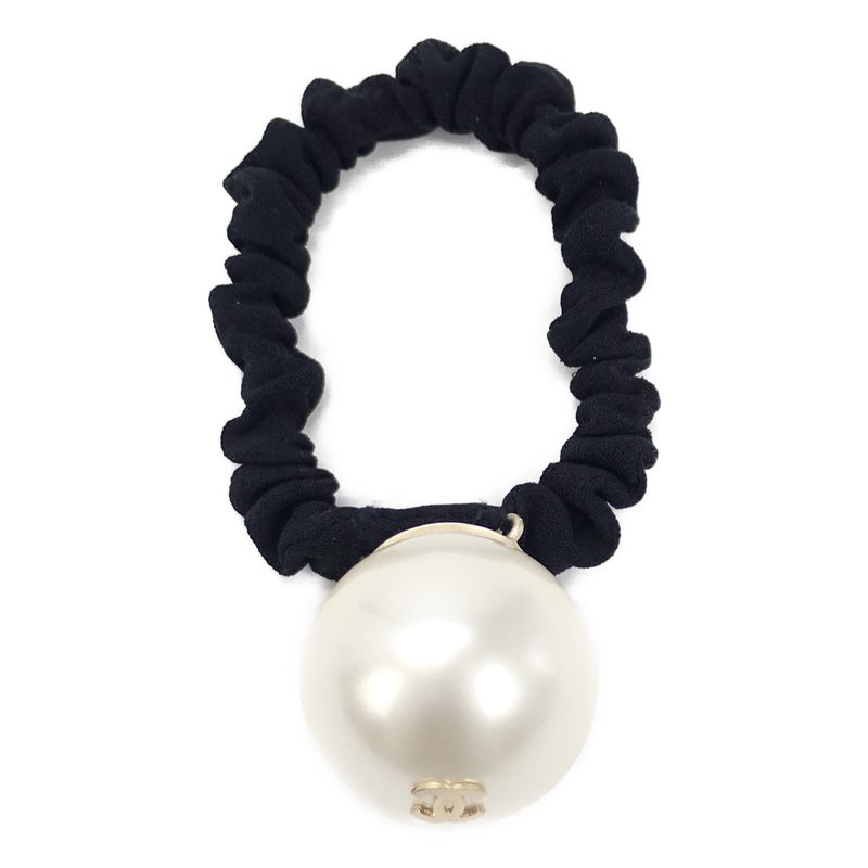 Chanel Pearl Scrunchie Hair Black