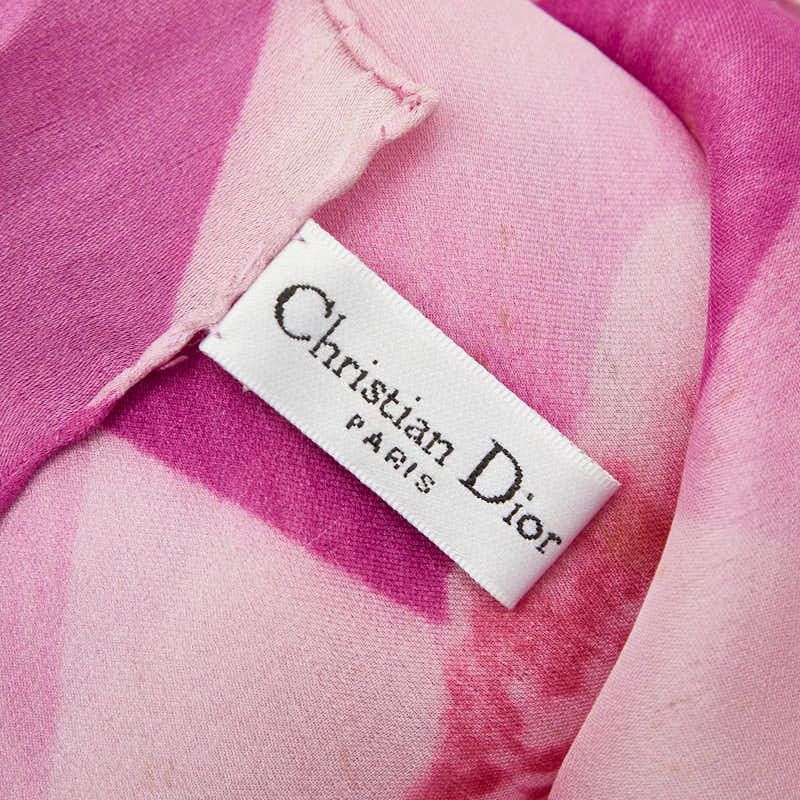 Dior Flower Floral Pattern Purple Multicolor Silk