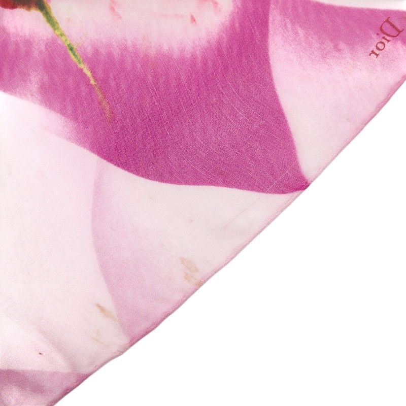Dior Flower Floral Pattern Purple Multicolor Silk