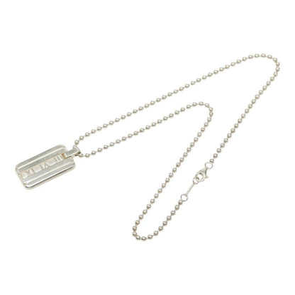 Tiffany & Co Atlas Plate Ball Chain Pendant Necklace Silver