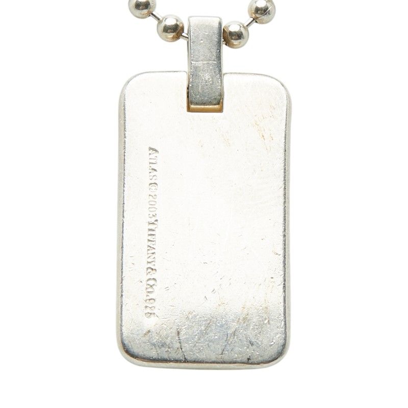 Tiffany & Co Atlas Plate Ball Chain Pendant Necklace Silver
