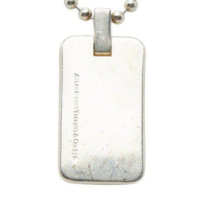 Tiffany & Co Atlas Plate Ball Chain Pendant Necklace Silver