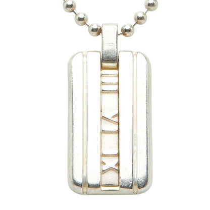 Tiffany & Co Atlas Plate Ball Chain Pendant Necklace Silver