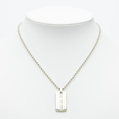 Tiffany & Co Atlas Plate Ball Chain Pendant Necklace Silver
