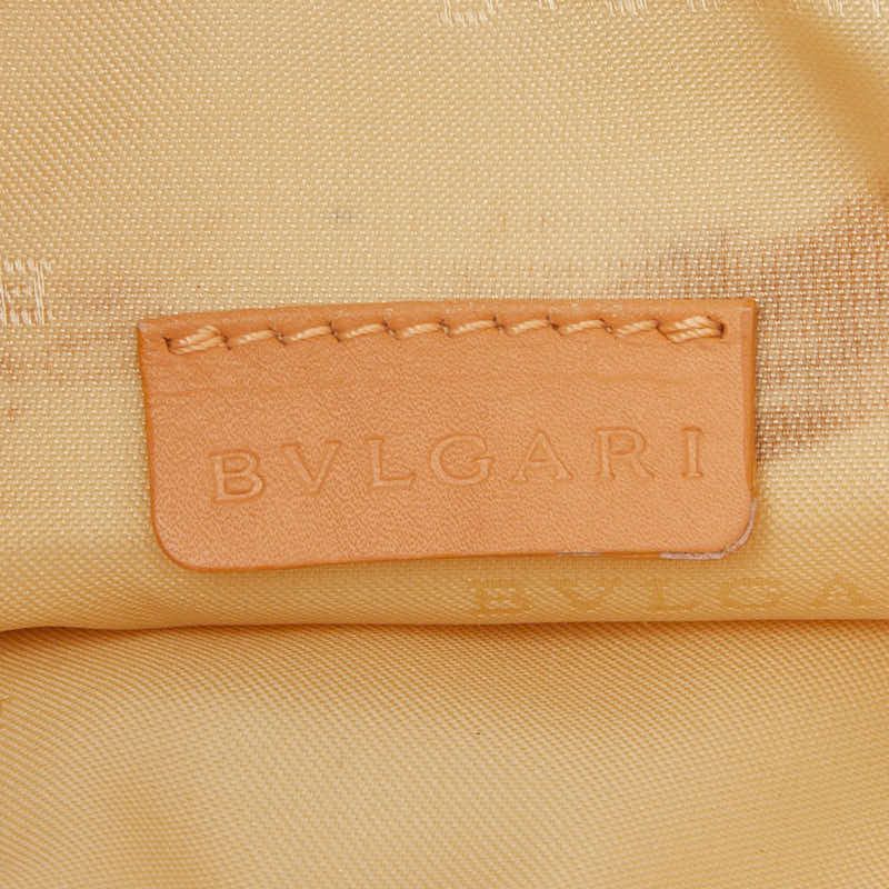 Bvlgari Logomania Crossbody Shoulder Bag Beige Canvas Leather