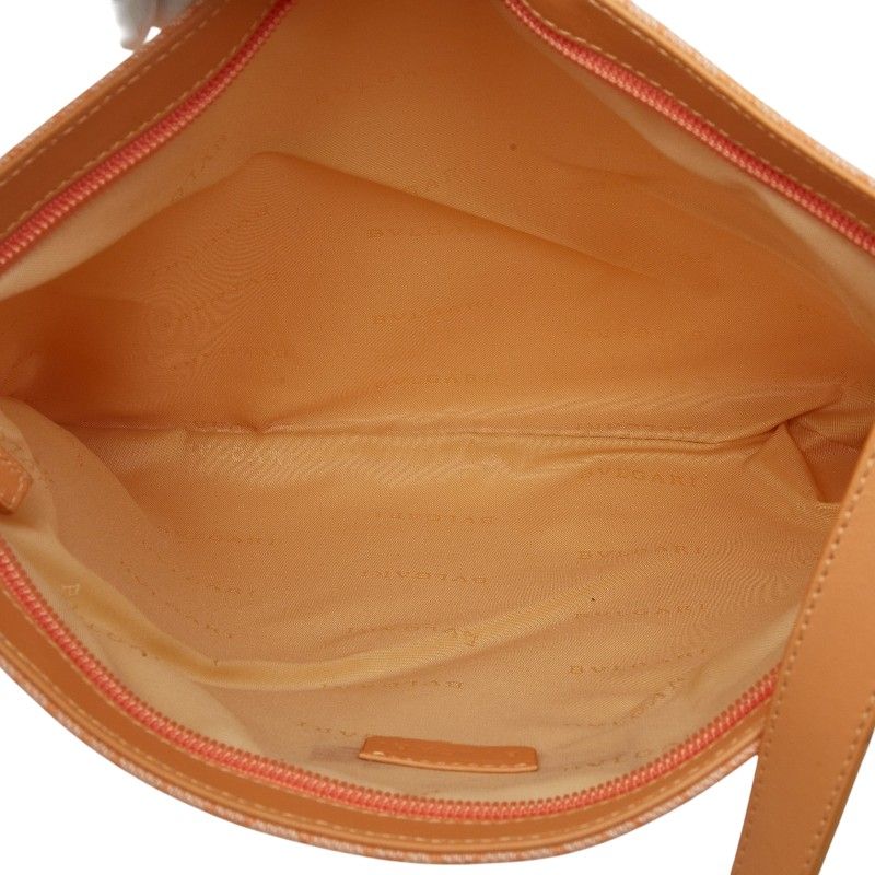 Bvlgari Logomania Crossbody Shoulder Bag Beige Canvas Leather