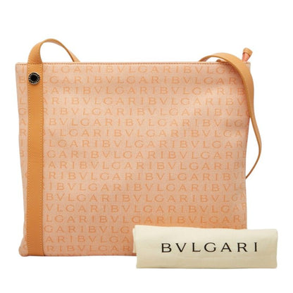 Bvlgari Logomania Crossbody Shoulder Bag Beige Canvas Leather
