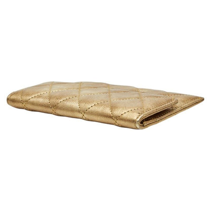 Chanel Quilted Coin Case Gold Leather