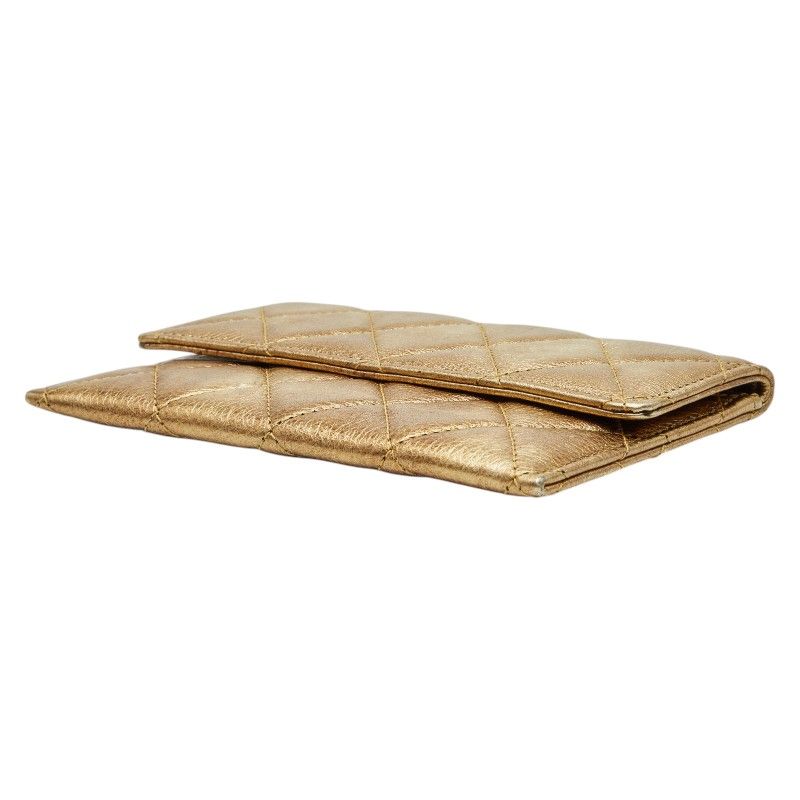 Chanel Quilted Coin Case Gold Leather