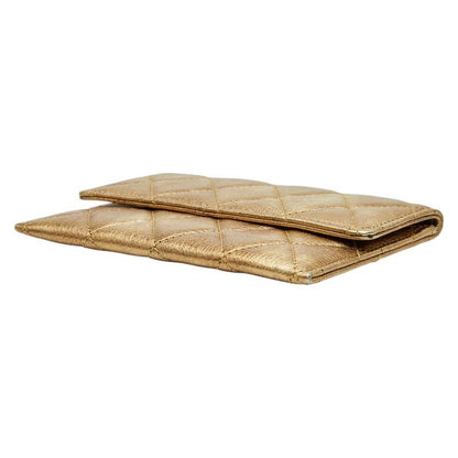 Chanel Quilted Coin Case Gold Leather