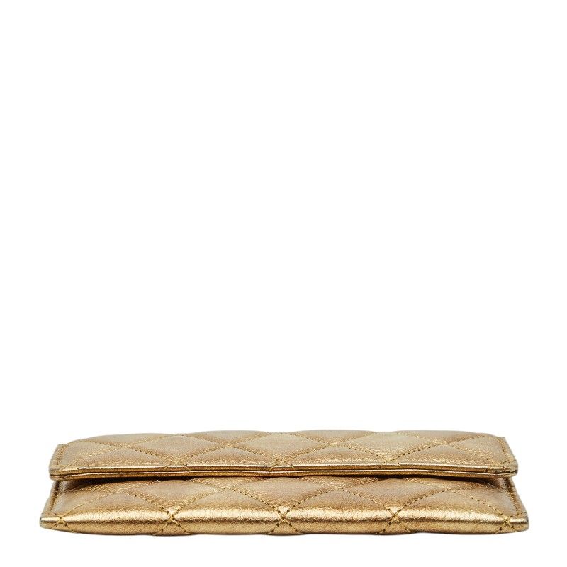 Chanel Quilted Coin Case Gold Leather
