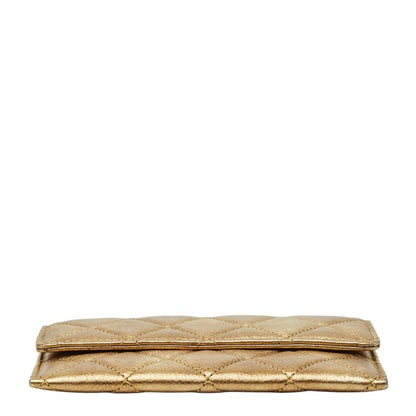Chanel Quilted Coin Case Gold Leather
