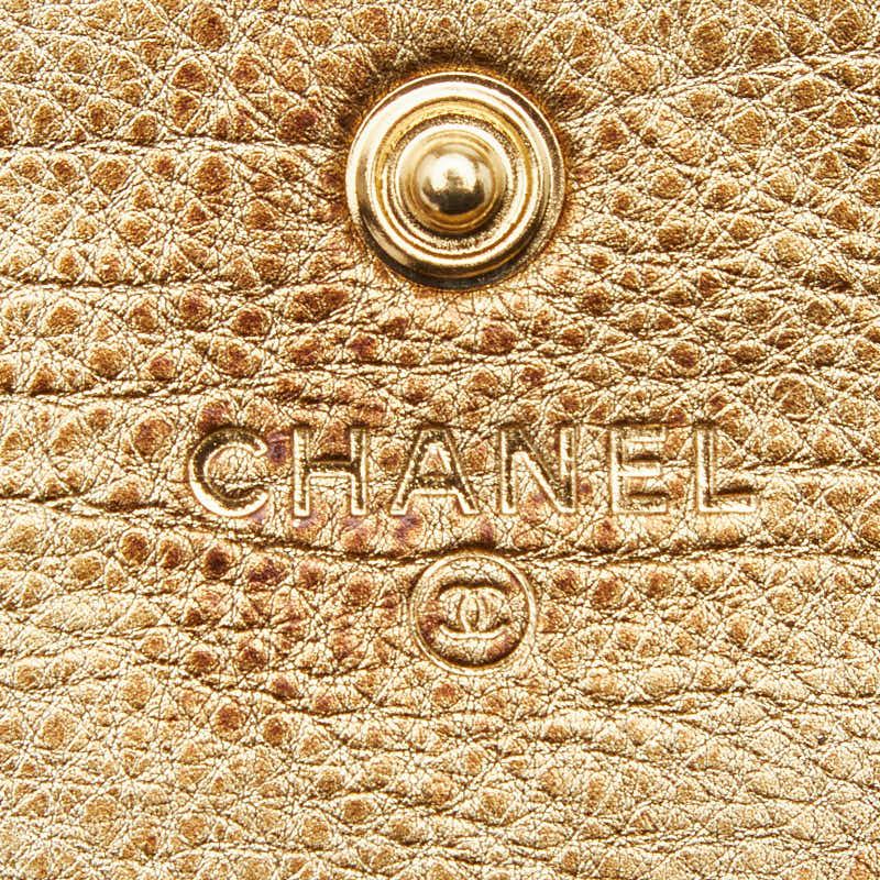 Chanel Quilted Coin Case Gold Leather
