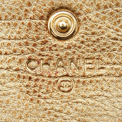 Chanel Quilted Coin Case Gold Leather