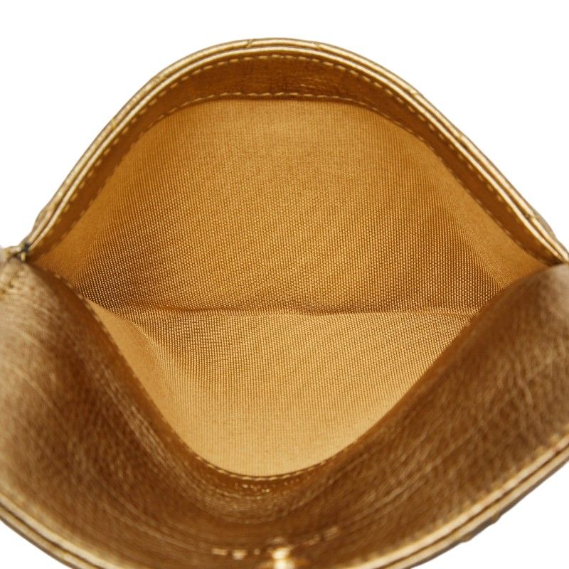 Chanel Quilted Coin Case Gold Leather
