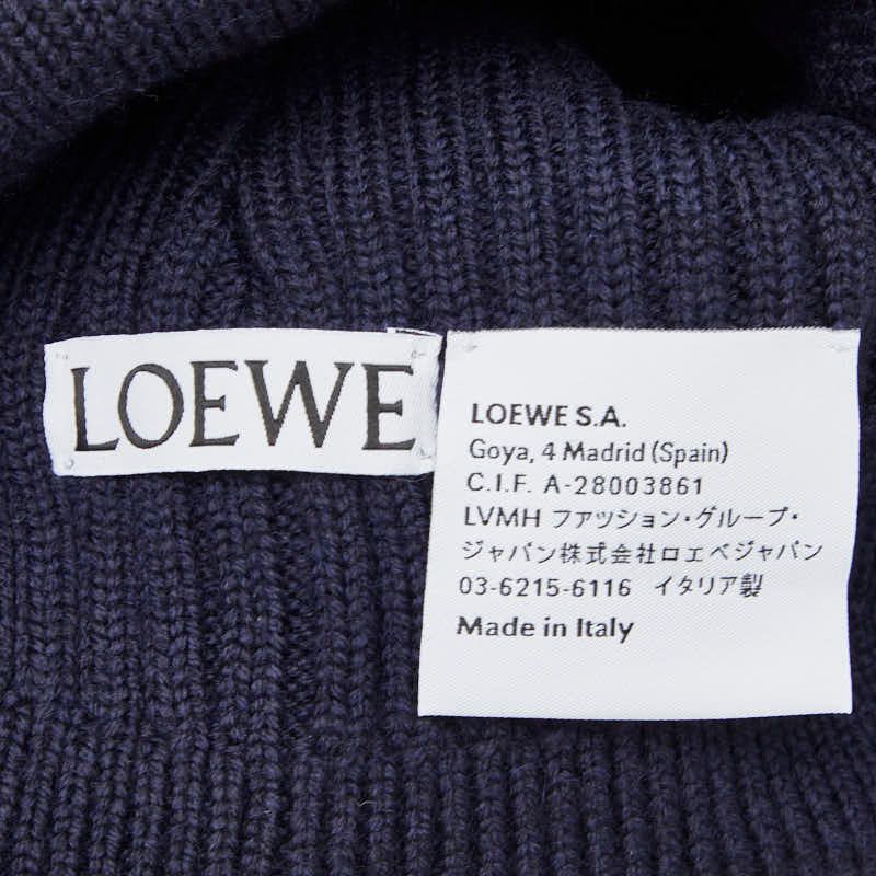 Loewe Logo Knit Cap Beanie Navy Blue Wool Hat