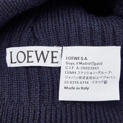 Loewe Logo Knit Cap Beanie Navy Blue Wool Hat