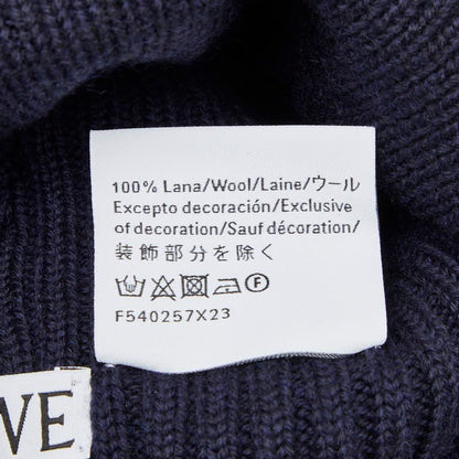 Loewe Logo Knit Cap Beanie Navy Blue Wool Hat