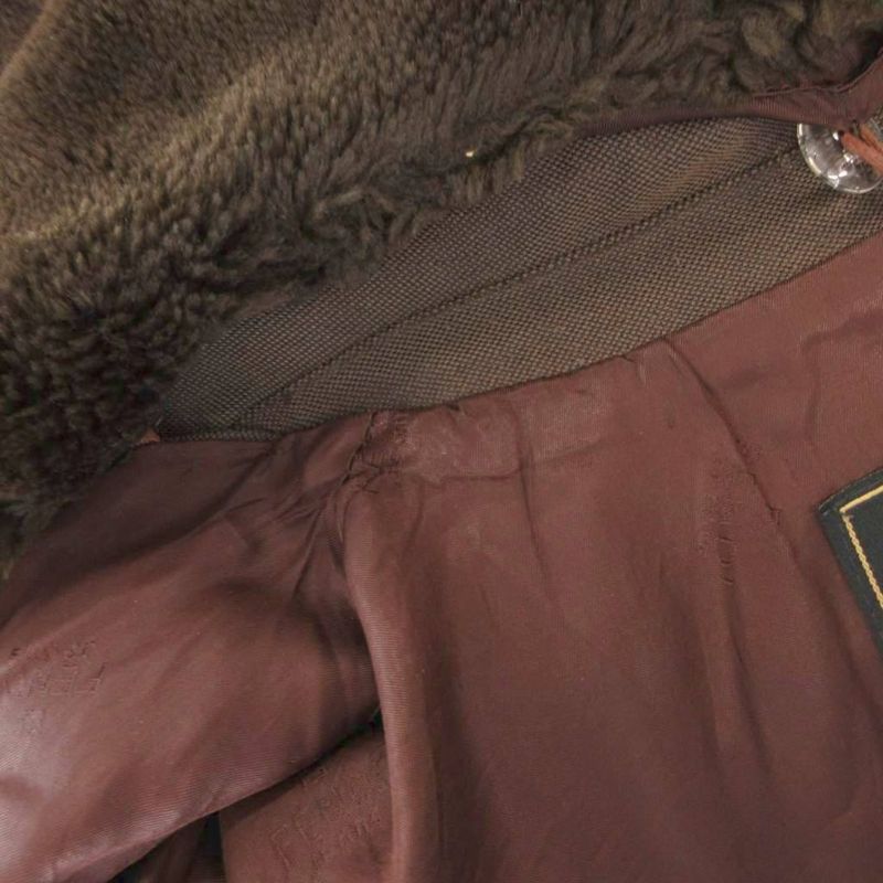 Fendi Long Coat Collar Boa Belt Logo Button 42 Brown