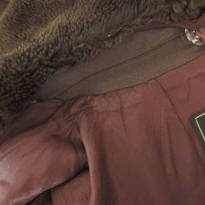 Fendi Long Coat Collar Boa Belt Logo Button 42 Brown