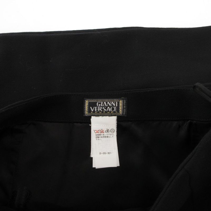 Versace Gianni Suit Set Formal Jacket Skirt Wool Knee Length Black