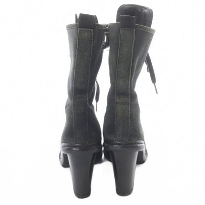 Prada Suede Boots Short High Heels 36.5 Khaki Green