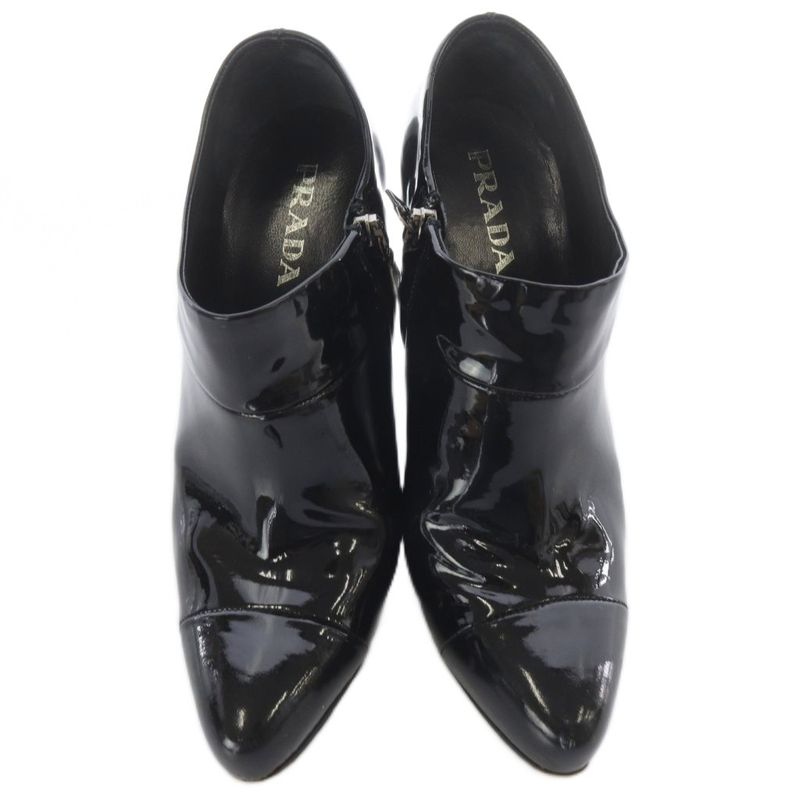 Prada Enamel Booties 35 Black Boot