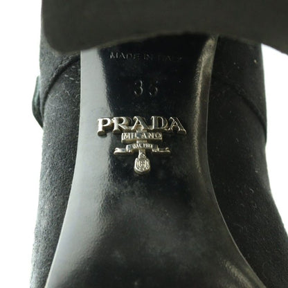 Prada Suede Ankle Boots Side Gore Short 35 Black SS
