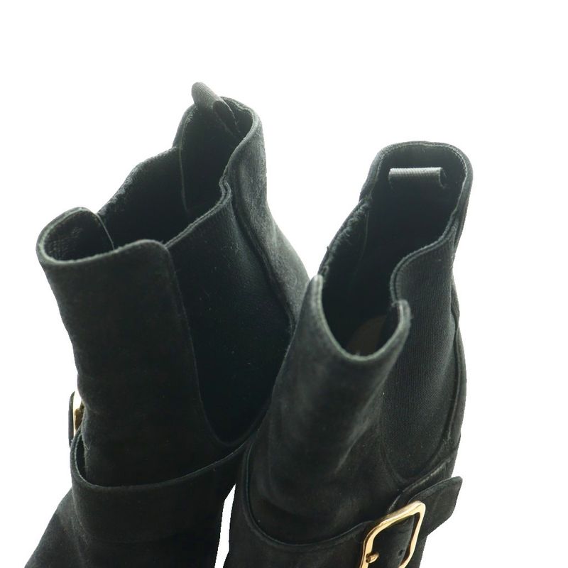 Prada Suede Ankle Boots Side Gore Short 35 Black SS